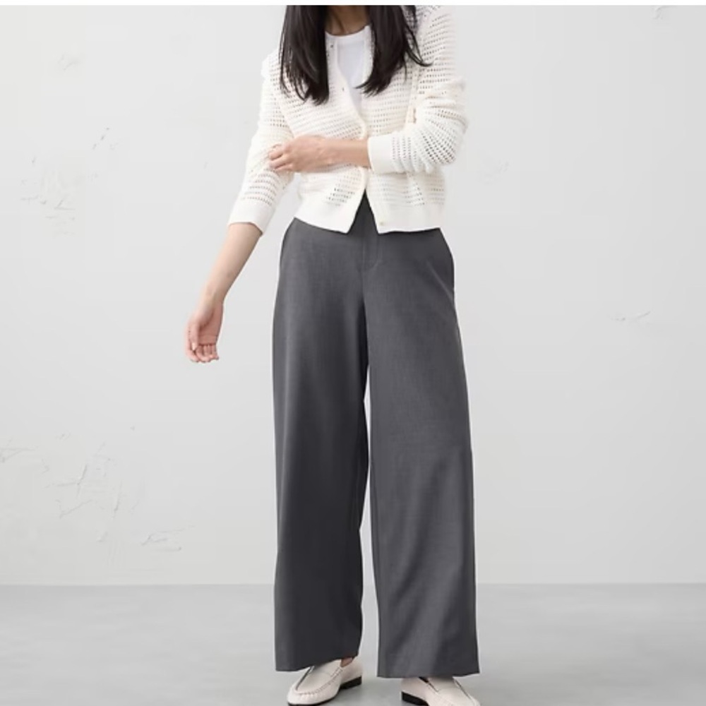 Banana Republic Charcoal Gray Hayden Wide Leg Trousers Pants NEW